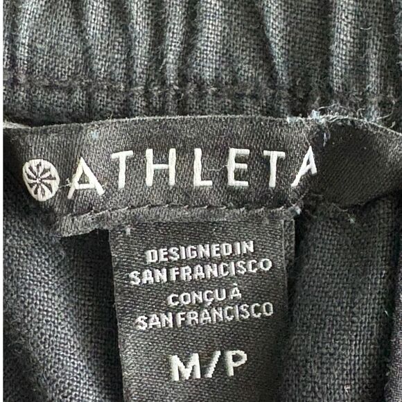 ATHLETA Retreat Wide Leg Linen Pant Size Medium Petite Black #851038 - Picture 7 of 7